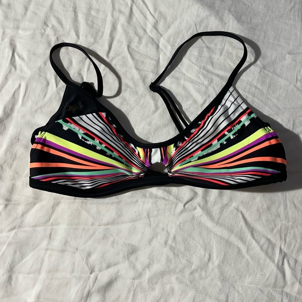 Fox Racing Bikini Top Large Neon Black Motocross Swimsuit Bathing Suit